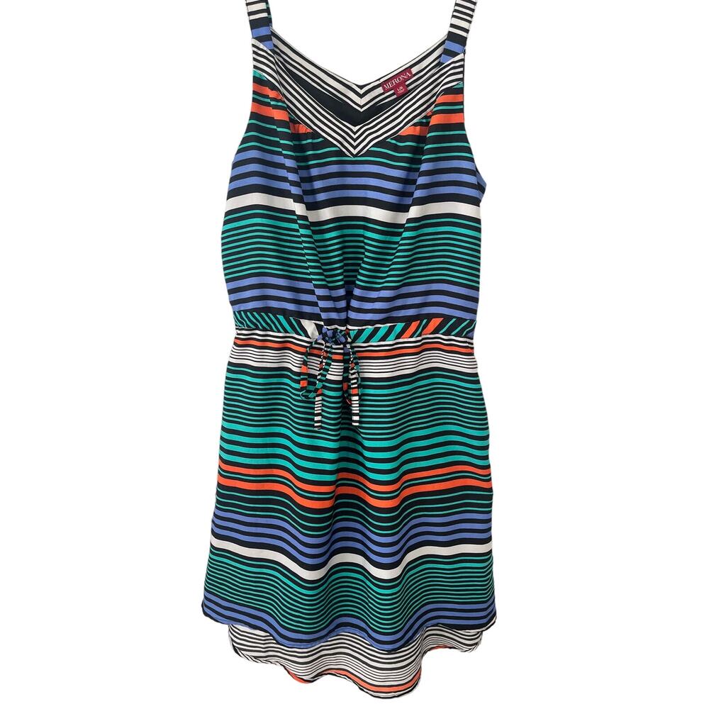 Women's Colorful Stripped Merona Tie Waist‎ dress size large